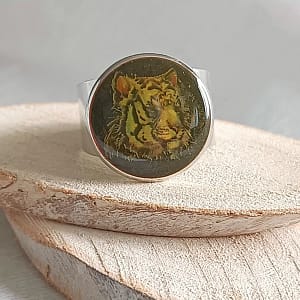 bague acier inoxydable motif tigre