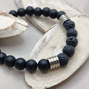 bracelet homme perles noires