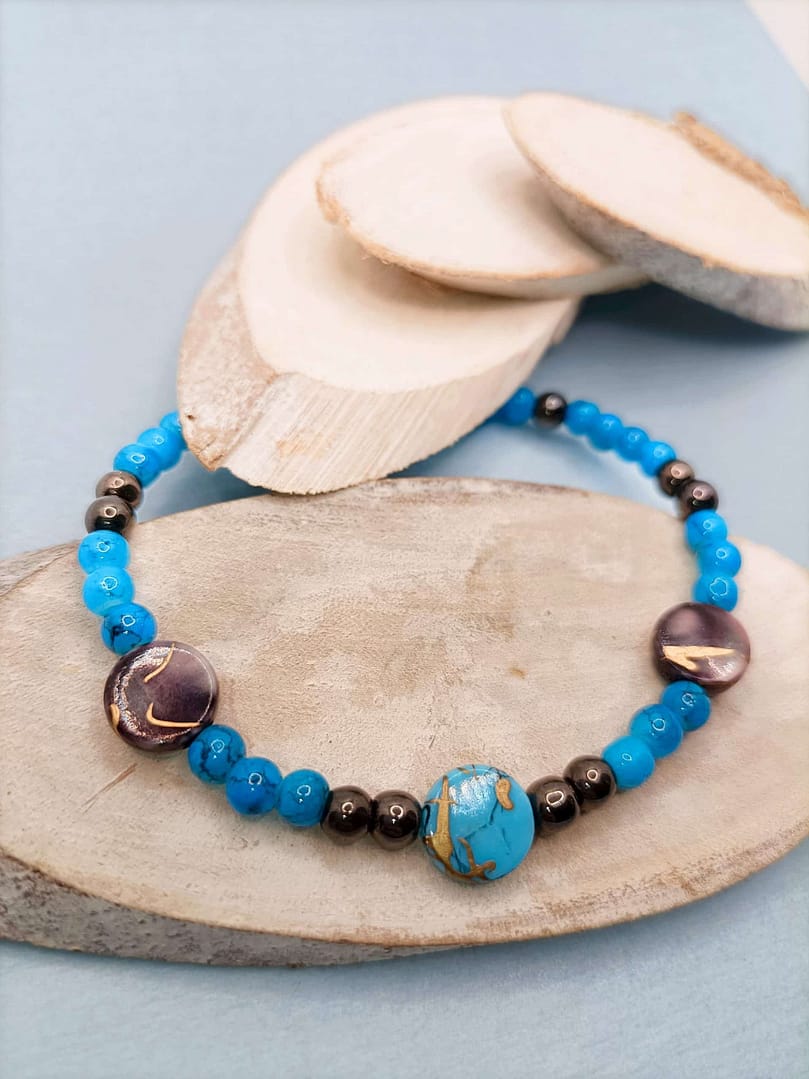 bracelet petites perles bleu